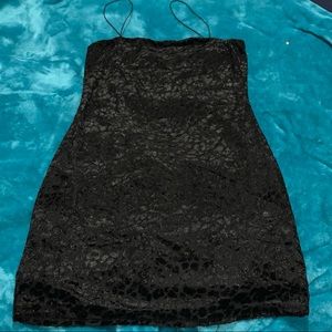 Fuzzy Black Leopard Print Mini-Dress